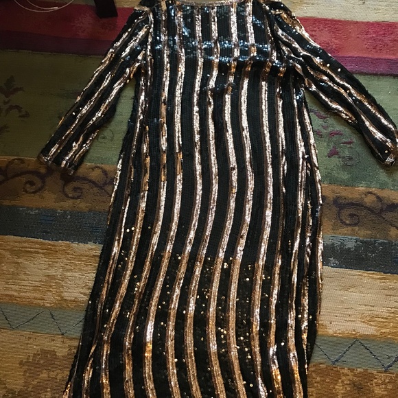 Vintage Sequined Black and Copper Evening Coat/Duster Size M/L - Picture 4 of 7